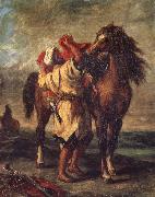 Eugene Delacroix, Arab Sadding His Horse